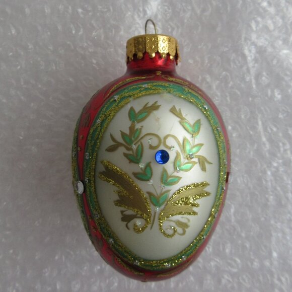 Unique Treasure Handcrafted Glass Faberge Inspired Ornament Jeweled Egg Ornament - Picture 1 of 12